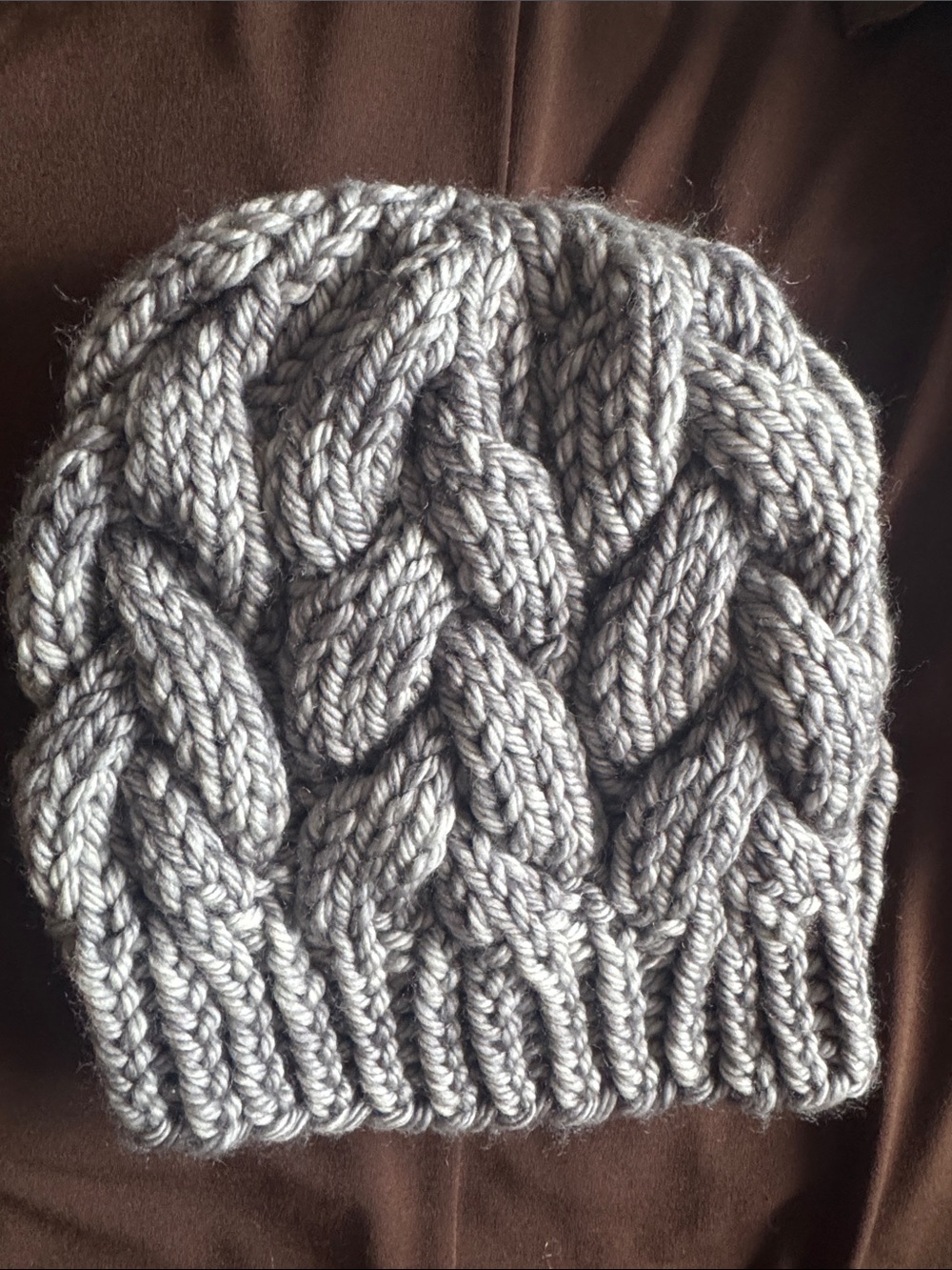 Merino wool Cable Knit Beanie - slate blue grey